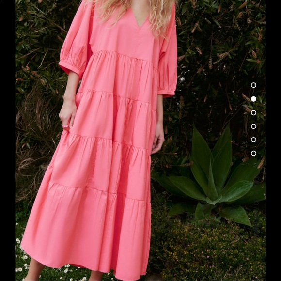 Zara tiered poplin dress neon fuschia - Picture 5 of 6